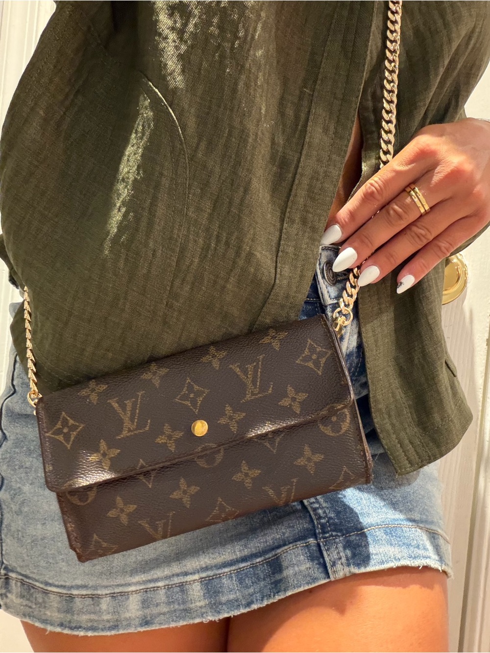 Louis Vuitton Monogram Chain Crossbody - Brown with Gold Hardware